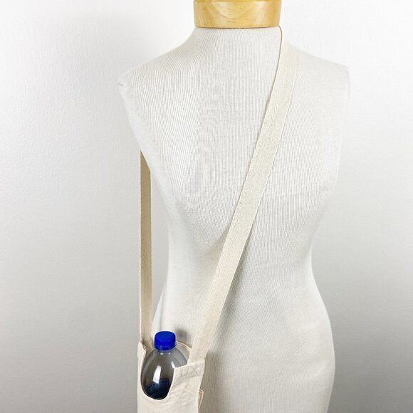 CREATIVE CO-OP | Canvas Water Bottle Phone Wallet Crossbody Holder Carryall Bag - Picture 3 of 10